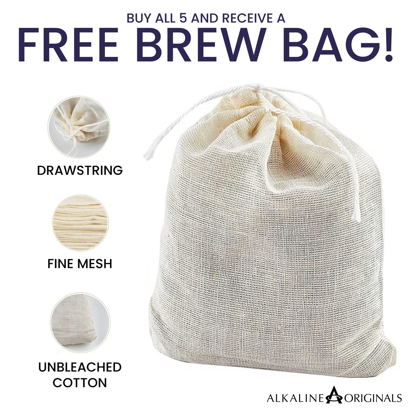 ALKALINE SAMPLE FLIGHT | All 5 Products + FREE UNBLEACHED COTTON BREW BAG